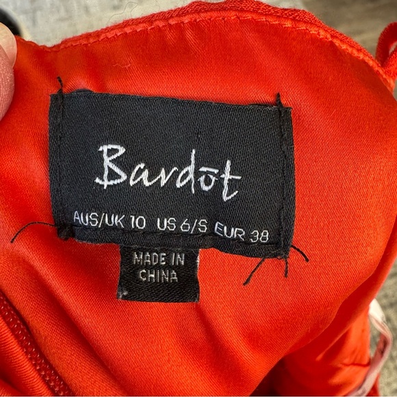 Bardot Zoe Ruffle Faux Wrap Ruffle Trim Dress - Orange - Picture 11 of 11